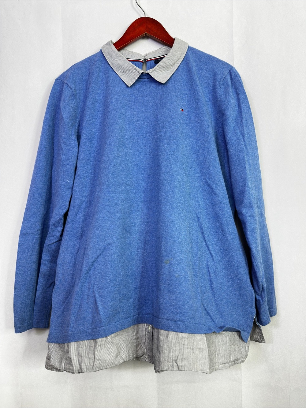 Tommy Hilfiger Sweater Preppy Blue XXL Long Sleeve Elegant School Layered Top